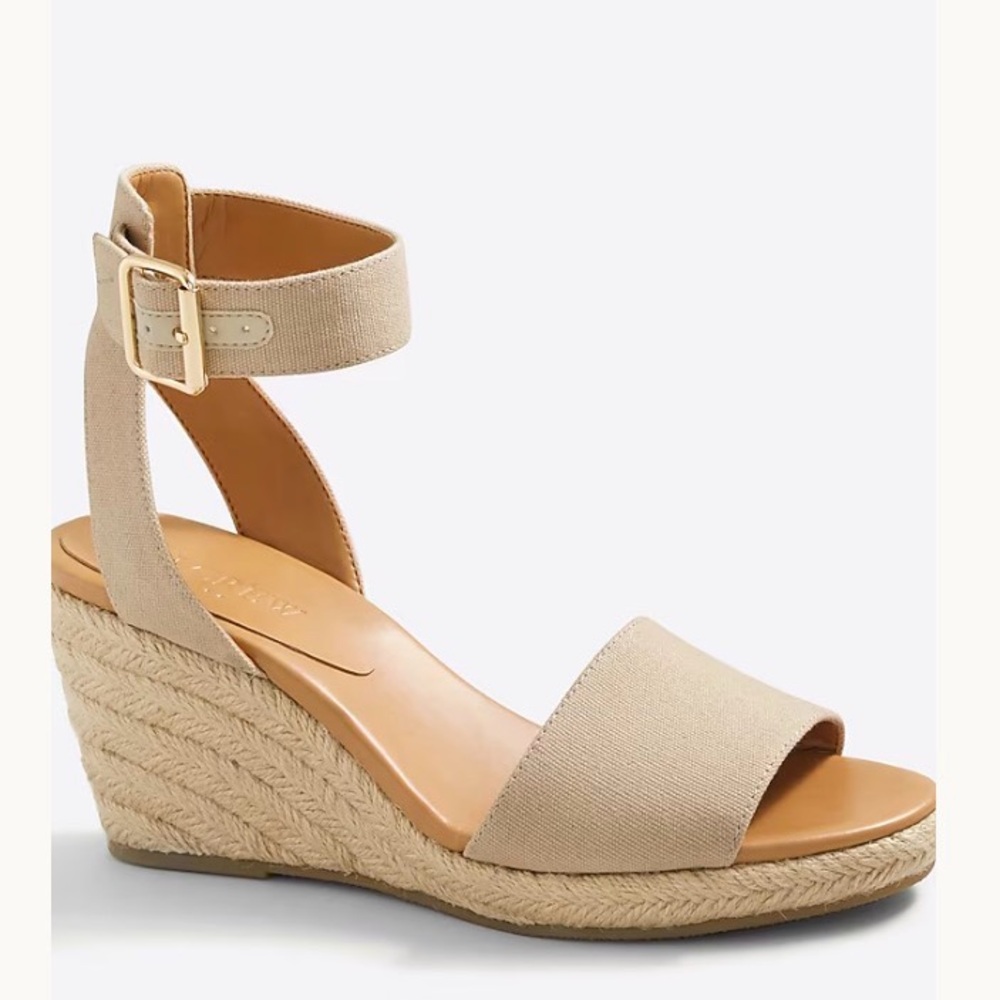 J. Crew Strappy Canvas Espadrille Wedge Sandals Women's‎ Size 10 NWOB
